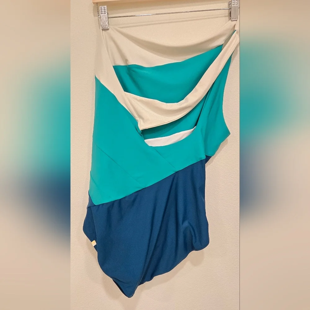 Summersalt The Sidestroke Swimsuit one‎ piece in Blue Lagoon White size 20